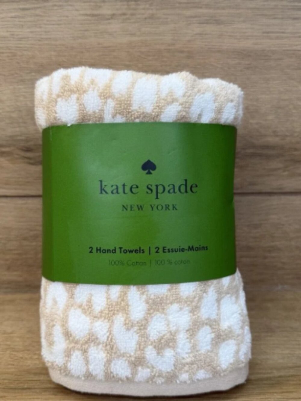 Kate Spade New York  Cotton Hand Towels - Set of 2 beige and white leopard print